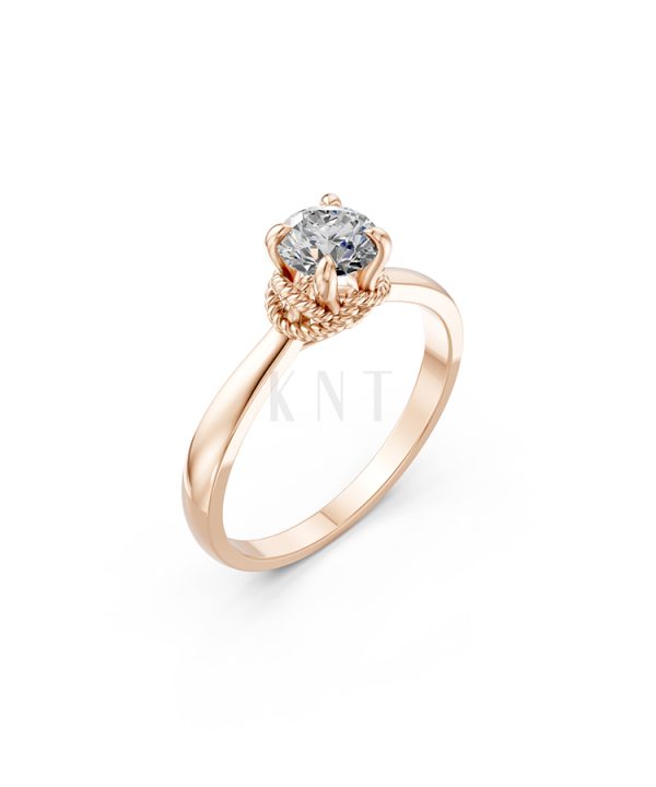 Nhẫn đính hôn R257 màu vàng hồng Rose Gold họa tiết ấn tượng, cá tính