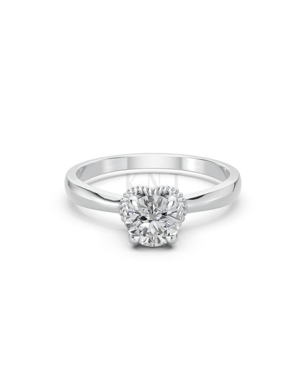 Nhẫn đính hôn R257 màu vàng trắng White Gold vàng sáng bóng, thiết kế trẻ trung