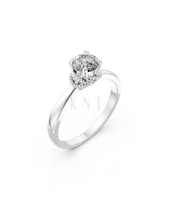 Nhẫn đính hôn R257 màu vàng trắng White Gold kiểu dáng hiện đại, nổi bật