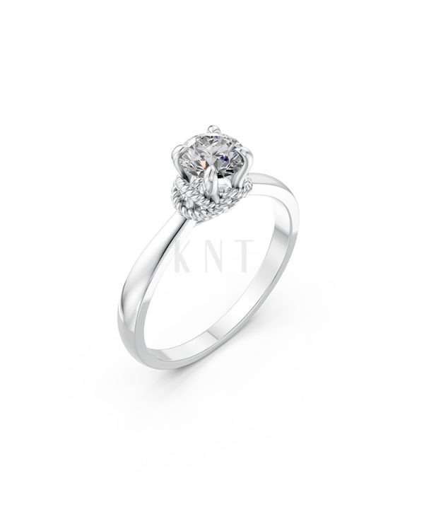 Nhẫn đính hôn R257 màu vàng trắng White Gold kiểu dáng hiện đại, nổi bật