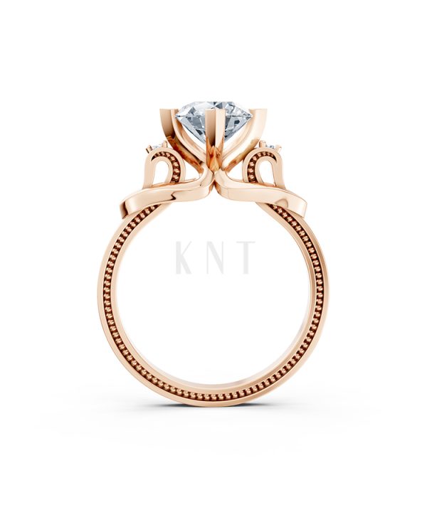 Nhẫn đính hôn R259 màu vàng hồng Rose Gold thiết kế đối xứng, phong cách, ấn tượng