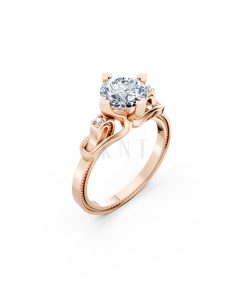 Nhẫn đính hôn R259 màu vàng hồng Rose Gold họa tiết ấn tượng, cá tính