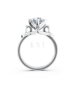 Nhẫn đính hôn R259 màu vàng trắng White Gold kiểu dáng cá tính, hiện đại