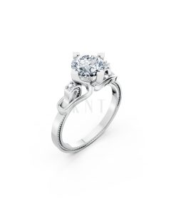 Nhẫn đính hôn R259 màu vàng trắng White Gold kiểu dáng hiện đại, nổi bật