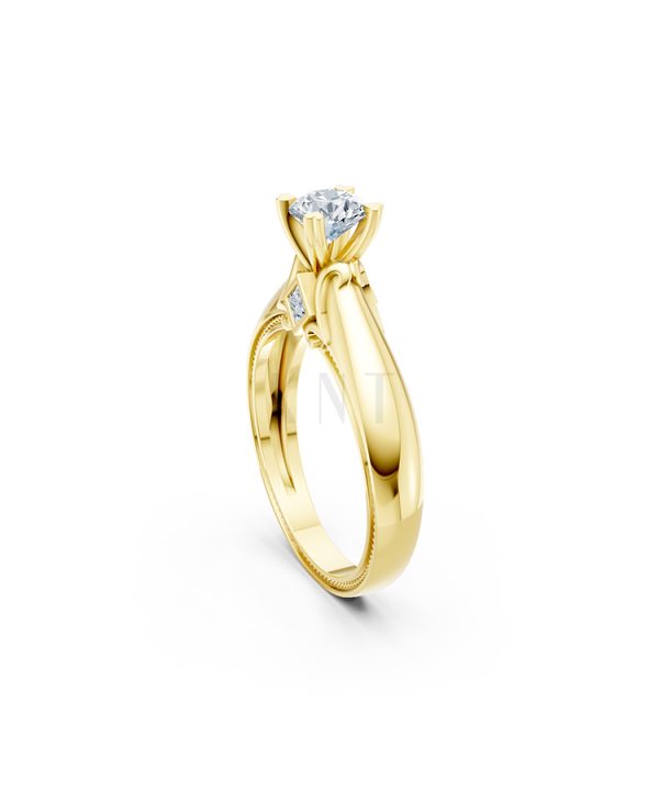 Nhẫn đính hôn R261 màu Vàng Gold vàng 10K/14K/18K/607 đính đá nhỏ, thanh lịch