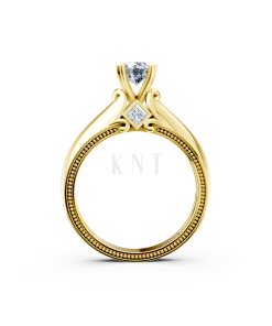 Nhẫn đính hôn R261 màu Vàng Gold mặt nhẫn chạm khắc tinh xảo, độc đáo