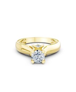 Nhẫn đính hôn R261 màu Vàng Gold đính đá trắng, thiết kế phá cách, sang trọng