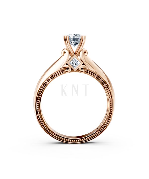 Nhẫn đính hôn R261 màu vàng hồng Rose Gold cặp đôi, phong cách trẻ trung, nổi bật