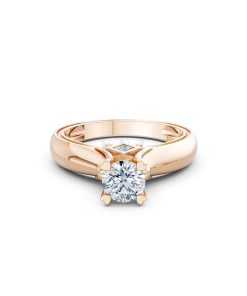 Nhẫn đính hôn R261 màu vàng hồng Rose Gold thiết kế đối xứng, phong cách, ấn tượng