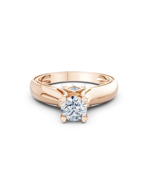 Nhẫn đính hôn R261 màu vàng hồng Rose Gold thiết kế đối xứng, phong cách, ấn tượng