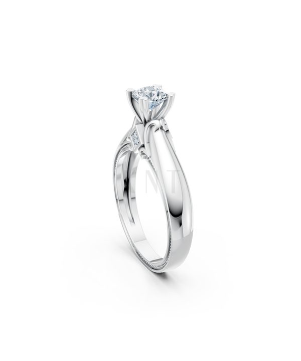 Nhẫn đính hôn R261 màu vàng trắng White Gold vàng sáng, đường nét sắc sảo, tinh tế