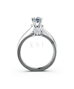 Nhẫn đính hôn R261 màu vàng trắng White Gold vàng sáng bóng, thiết kế trẻ trung