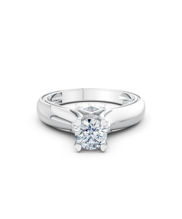 Nhẫn đính hôn R261 màu vàng trắng White Gold kiểu dáng cá tính, hiện đại