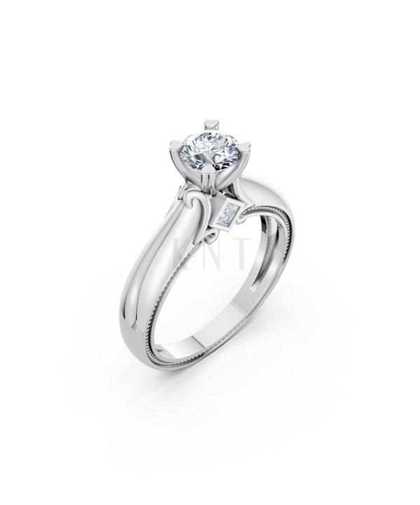 Nhẫn đính hôn R261 màu vàng trắng White Gold kiểu dáng hiện đại, nổi bật