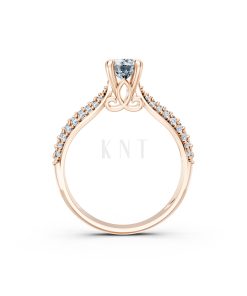 Nhẫn đính hôn R262 màu vàng hồng Rose Gold thiết kế đối xứng, phong cách, ấn tượng