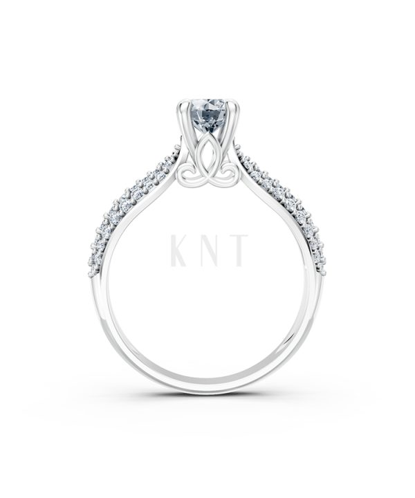 Nhẫn đính hôn R262 màu vàng trắng White Gold vàng sáng bóng, thiết kế trẻ trung