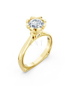 Nhẫn đính hôn R263 thiết kế đoá hoa nở rộ nổi bật, thanh lịch màu Vàng Gold thiết kế tinh tế, sang trọng