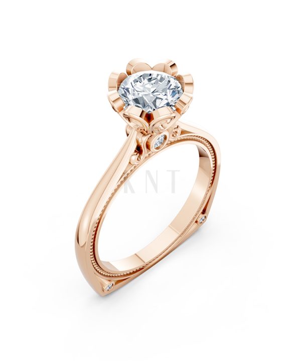 Nhẫn đính hôn R263 thiết kế đoá hoa nở rộ nổi bật, thanh lịch màu vàng hồng Rose Gold họa tiết ấn tượng, cá tính