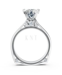 Nhẫn đính hôn R263 thiết kế đoá hoa nở rộ nổi bật, thanh lịch màu vàng trắng White Gold vàng sáng, đường nét sắc sảo, tinh tế