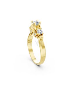 Nhẫn đính hôn R264 màu Vàng Gold vàng 10K/14K/18K/607 đính đá nhỏ, thanh lịch