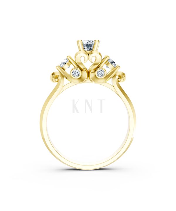 Nhẫn đính hôn R264 màu Vàng Gold mặt nhẫn chạm khắc tinh xảo, độc đáo