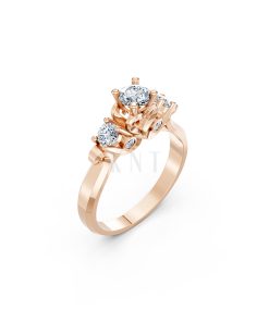 Nhẫn đính hôn R264 màu vàng hồng Rose Gold họa tiết ấn tượng, cá tính
