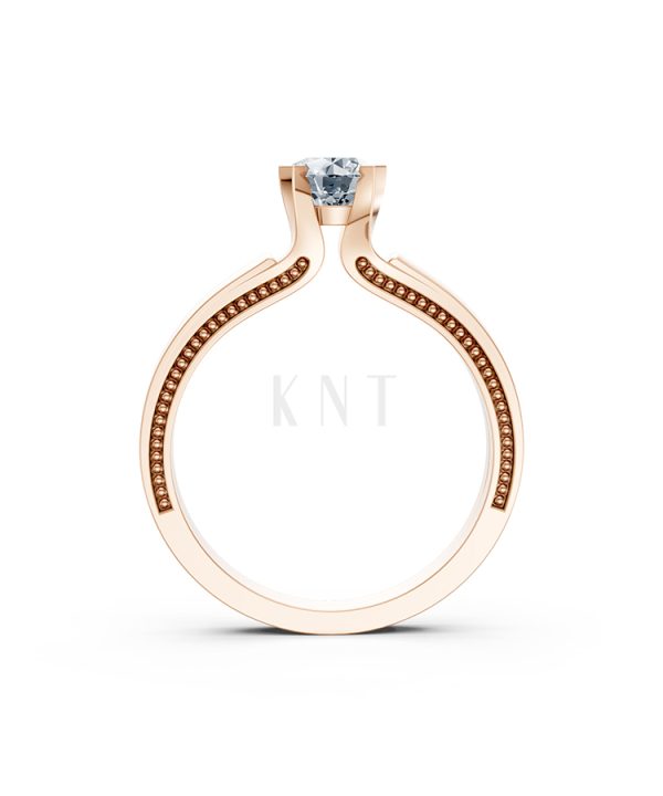 Nhẫn đính hôn R265 màu vàng hồng Rose Gold thiết kế đối xứng, phong cách, ấn tượng