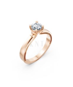 Nhẫn đính hôn R265 màu vàng hồng Rose Gold họa tiết ấn tượng, cá tính
