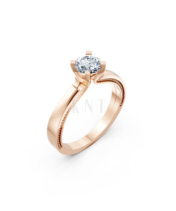 Nhẫn đính hôn R265 màu vàng hồng Rose Gold họa tiết ấn tượng, cá tính