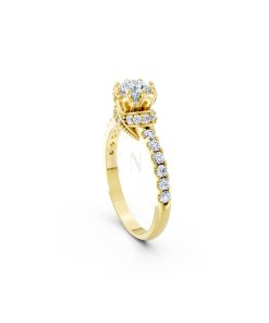 Nhẫn đính hôn R267 màu Vàng Gold đính đá trắng, thiết kế phá cách, sang trọng