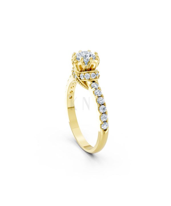 Nhẫn đính hôn R267 màu Vàng Gold đính đá trắng, thiết kế phá cách, sang trọng