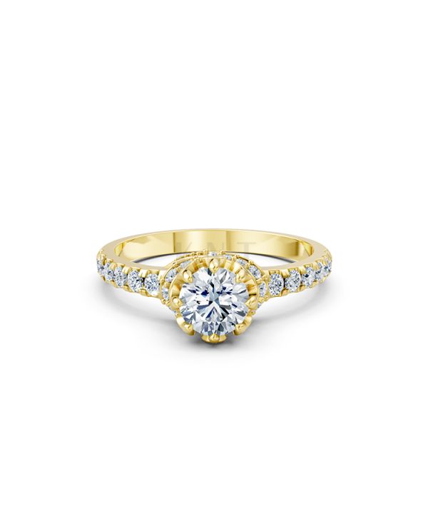 Nhẫn đính hôn R267 màu Vàng Gold vàng 10K/14K/18K/607 đính đá nhỏ, thanh lịch