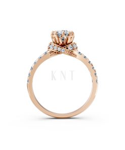 Nhẫn đính hôn R267 màu vàng hồng Rose Gold thiết kế đối xứng, phong cách, ấn tượng