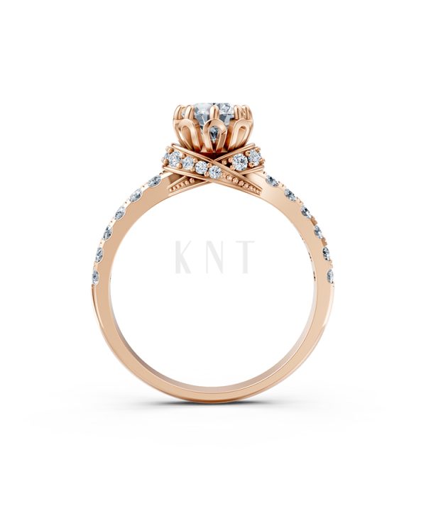 Nhẫn đính hôn R267 màu vàng hồng Rose Gold thiết kế đối xứng, phong cách, ấn tượng