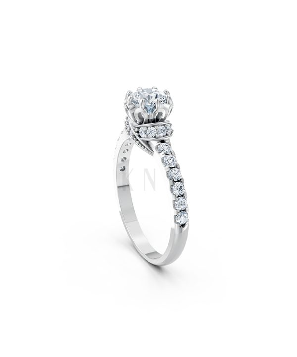 Nhẫn đính hôn R267 màu vàng trắng White Gold vàng sáng, đường nét sắc sảo, tinh tế