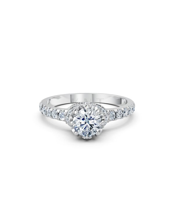 Nhẫn đính hôn R267 màu vàng trắng White Gold kiểu dáng cá tính, hiện đại