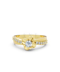 NHẪN ĐÍNH HÔN ĐÁ US - R27 - LONG LANH, CUỐN HÚT màu Vàng Gold mặt nhẫn chạm khắc tinh xảo, độc đáo