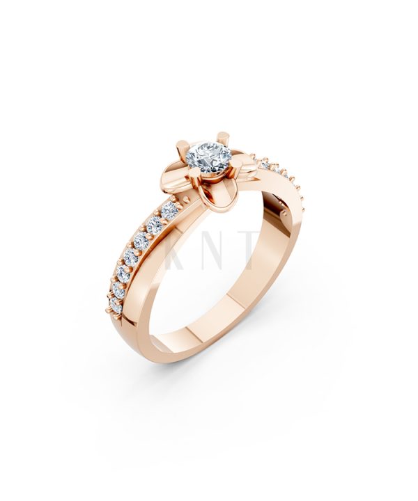 NHẪN ĐÍNH HÔN ĐÁ US - R27 - LONG LANH, CUỐN HÚT màu vàng hồng Rose Gold họa tiết ấn tượng, cá tính