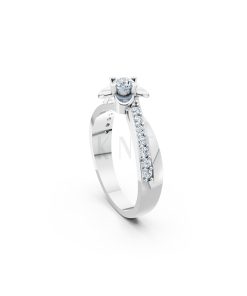 NHẪN ĐÍNH HÔN ĐÁ US - R27 - LONG LANH, CUỐN HÚT màu vàng trắng White Gold vàng sáng, đường nét sắc sảo, tinh tế