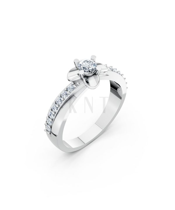 NHẪN ĐÍNH HÔN ĐÁ US - R27 - LONG LANH, CUỐN HÚT màu vàng trắng White Gold kiểu dáng hiện đại, nổi bật