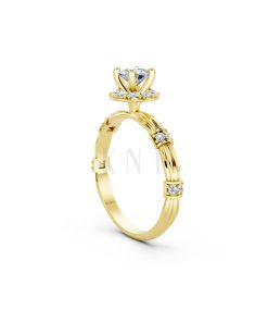 Nhẫn đính hôn R270 màu Vàng Gold thiết kế phá cách, sang trọng