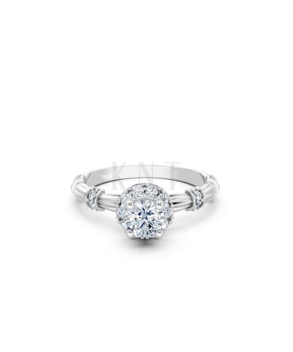 Nhẫn đính hôn R270 màu vàng trắng White Gold vàng sáng bóng, thiết kế trẻ trung