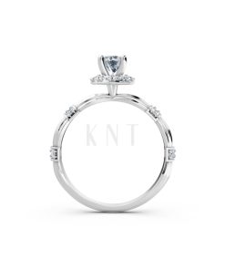 Nhẫn đính hôn R270 màu vàng trắng White Gold kiểu dáng cá tính, hiện đại