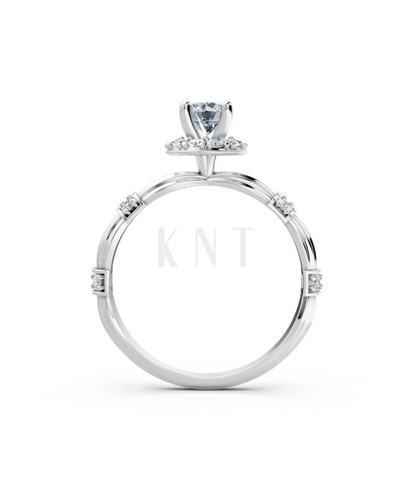 Nhẫn đính hôn R270 màu vàng trắng White Gold kiểu dáng cá tính, hiện đại