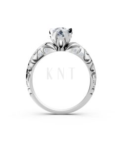 Nhẫn đính hôn R271 màu vàng trắng White Gold kiểu dáng cá tính, hiện đại