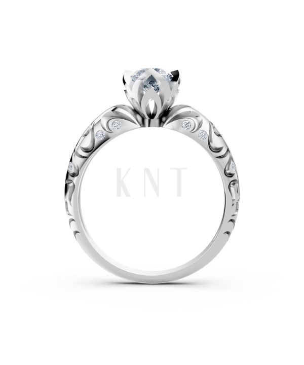 Nhẫn đính hôn R271 màu vàng trắng White Gold kiểu dáng cá tính, hiện đại