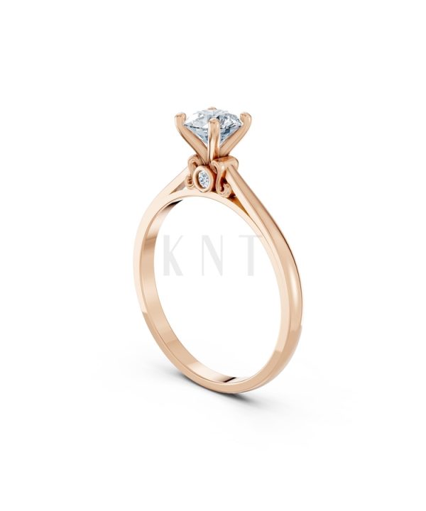 Nhẫn đính hôn R272 màu vàng hồng Rose Gold thiết kế đối xứng, phong cách, ấn tượng