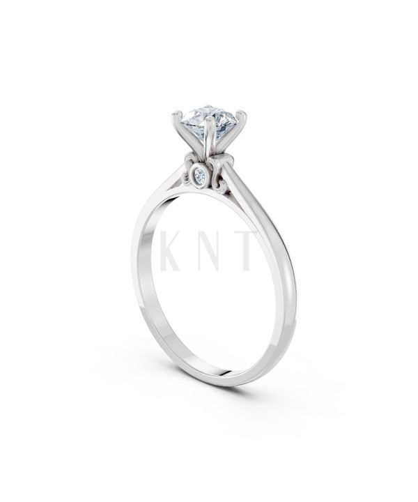 Nhẫn đính hôn R272 màu vàng trắng White Gold vàng sáng, đường nét sắc sảo, tinh tế