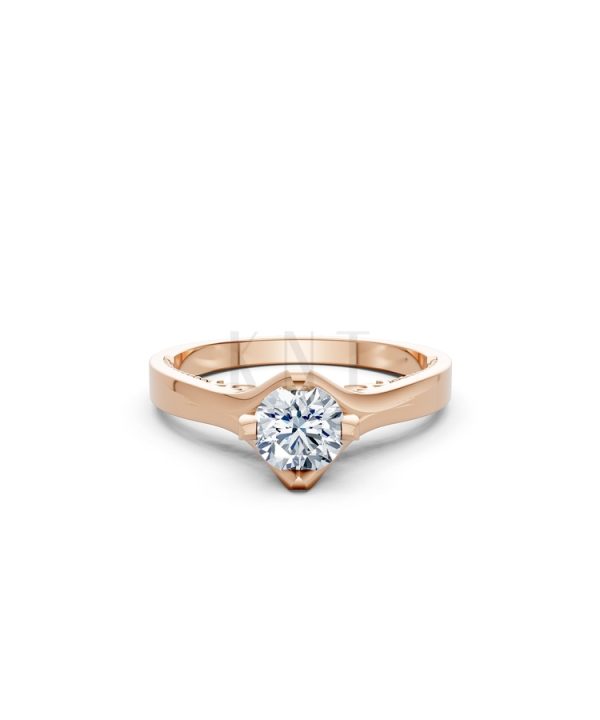 Nhẫn đính hôn R277 màu vàng hồng Rose Gold thiết kế đối xứng, phong cách, ấn tượng