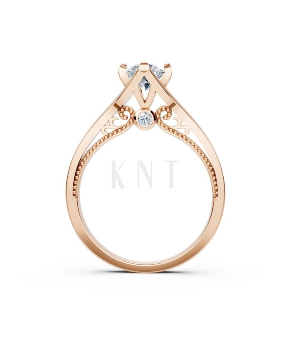 Nhẫn đính hôn R277 màu vàng hồng Rose Gold vàng đẹp, họa tiết hình học, độc đáo